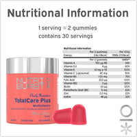 Nutriburst TotalCarePlus Multipack - Multivitamin with Vitamin C, D, B12 + Zinc - Immune System Support - Berry Flavour - 3 x 60 Gummies / 3 Month Supply - Suitable for Vegans