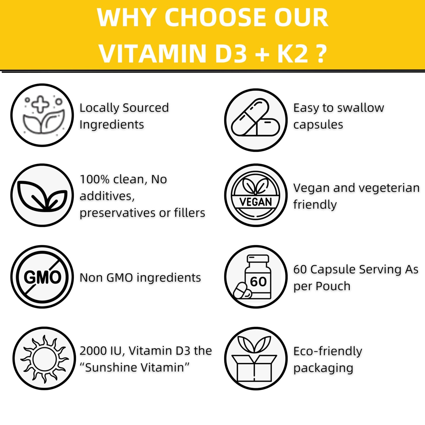 Mad Diet Vegan Vitamin D3+K2 | Zero Additives | Practitioner Quality | 2000IU Capsules | Locally Sourced |60 Capsules - 2 Month Supply | Trusted UK Brand | Immune