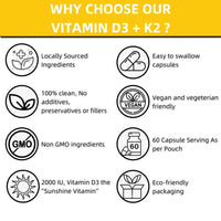 Mad Diet Vegan Vitamin D3+K2 | Zero Additives | Practitioner Quality | 2000IU Capsules | Locally Sourced |60 Capsules - 2 Month Supply | Trusted UK Brand | Immune
