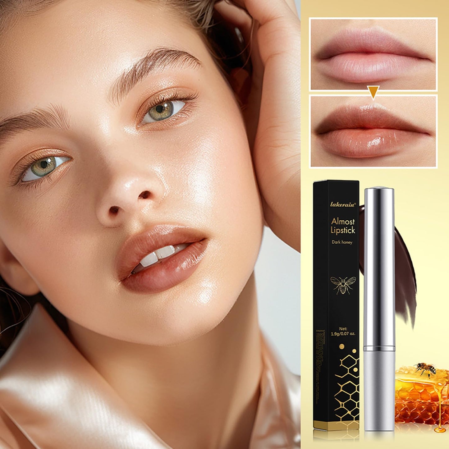GEEWHILE Black Honey Lipstick Black Moisture Shine Lipstick, Hydrating Tinted Lipstick Creamy Formula, Hydrating & Smooth Black Honey Lip Balm Moisturizing Tinted Lip Balm For Dry Lips Lip Care Makeup