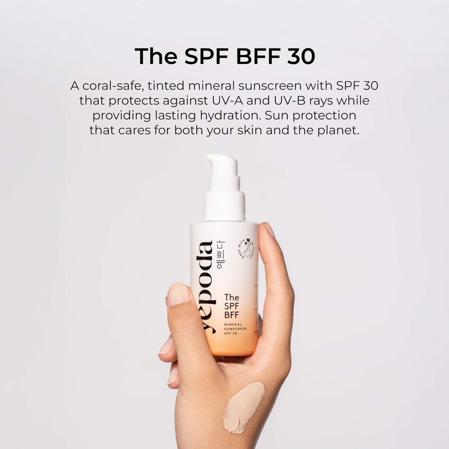 Yepoda Tinted Sunscreen - The SPF BFF, Day Cream with Sun Protection Factor (SPF 30), Mineral Zinc Sunscreen with Moisturizing Aloe Vera and Hyaluronic Acid (50 ml)