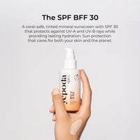 Yepoda Tinted Sunscreen - The SPF BFF, Day Cream with Sun Protection Factor (SPF 30), Mineral Zinc Sunscreen with Moisturizing Aloe Vera and Hyaluronic Acid (50 ml)