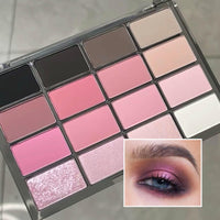 LYNTYAOU Pink Eyeshadow Palette Make-Up Palettes, Pink Black Shimmer Eye Shadow Pallets for Women, Glitter Eyeshadows 16 Colour Waterproof Long Lasting Highly Pigmented Cool Girl Eye Makeup