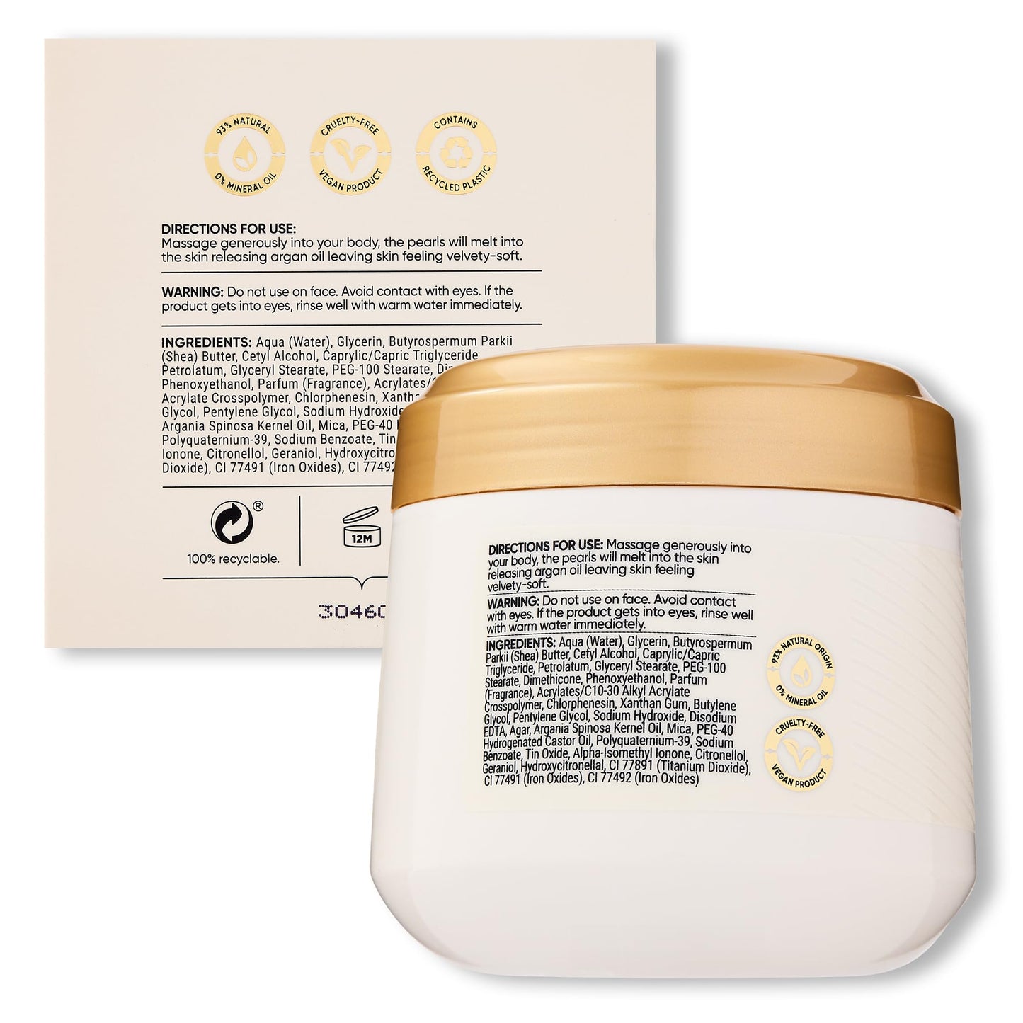 SANCTUARY Sanctuary Spa Golden Sandalwood Melting Pearl Body Butter with Shea Butter & Argan Oil, No Mineral Oil, Cruelty Free & Vegan Body Moisturiser, 300g
