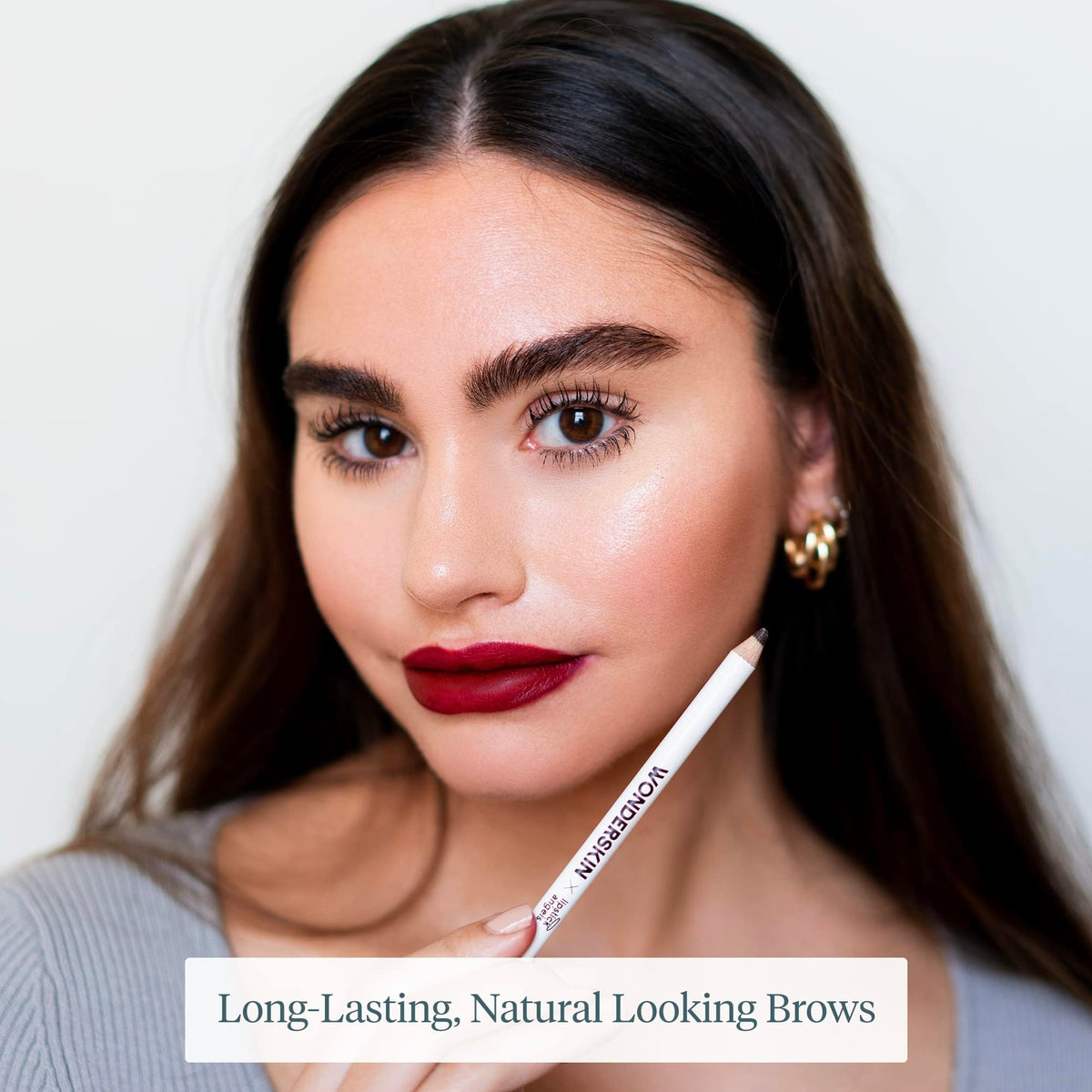 Wonderskin WONDERSKIN Eyebrow Pencil - Sharpenable Brow Pencil For Natural Looking Brows, Brown Eye Makeup, Long Lasting Eyebrow Pomade (Dark Brunette)