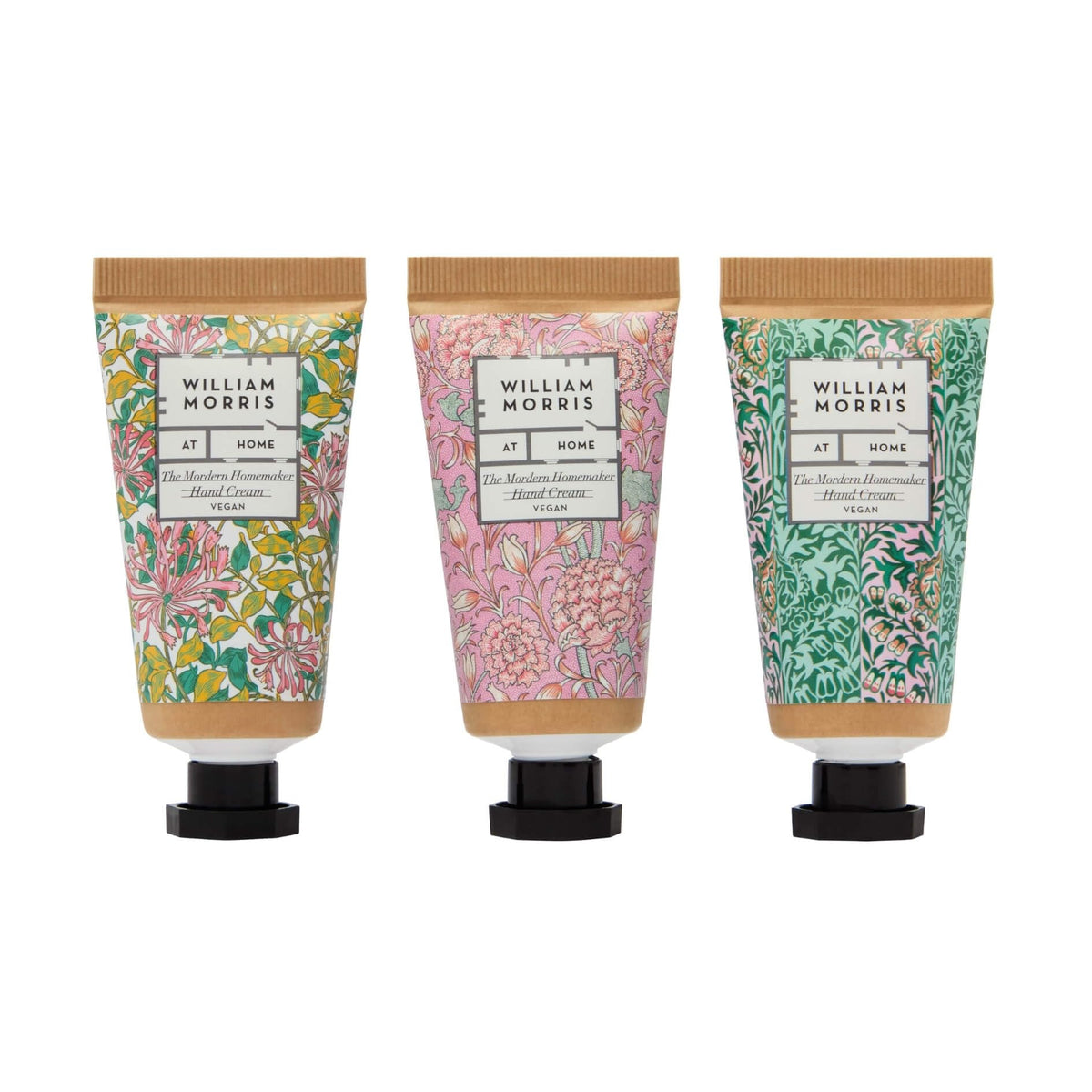 William Morris Hand Creams 3 x 30 ml, 3 Fresh Fragrances, Shea Butter and Jojoba Oil, Beauty Gift For Her, Travel Size Hand Moisturisers, Cruelty Free and Vegan Friendly