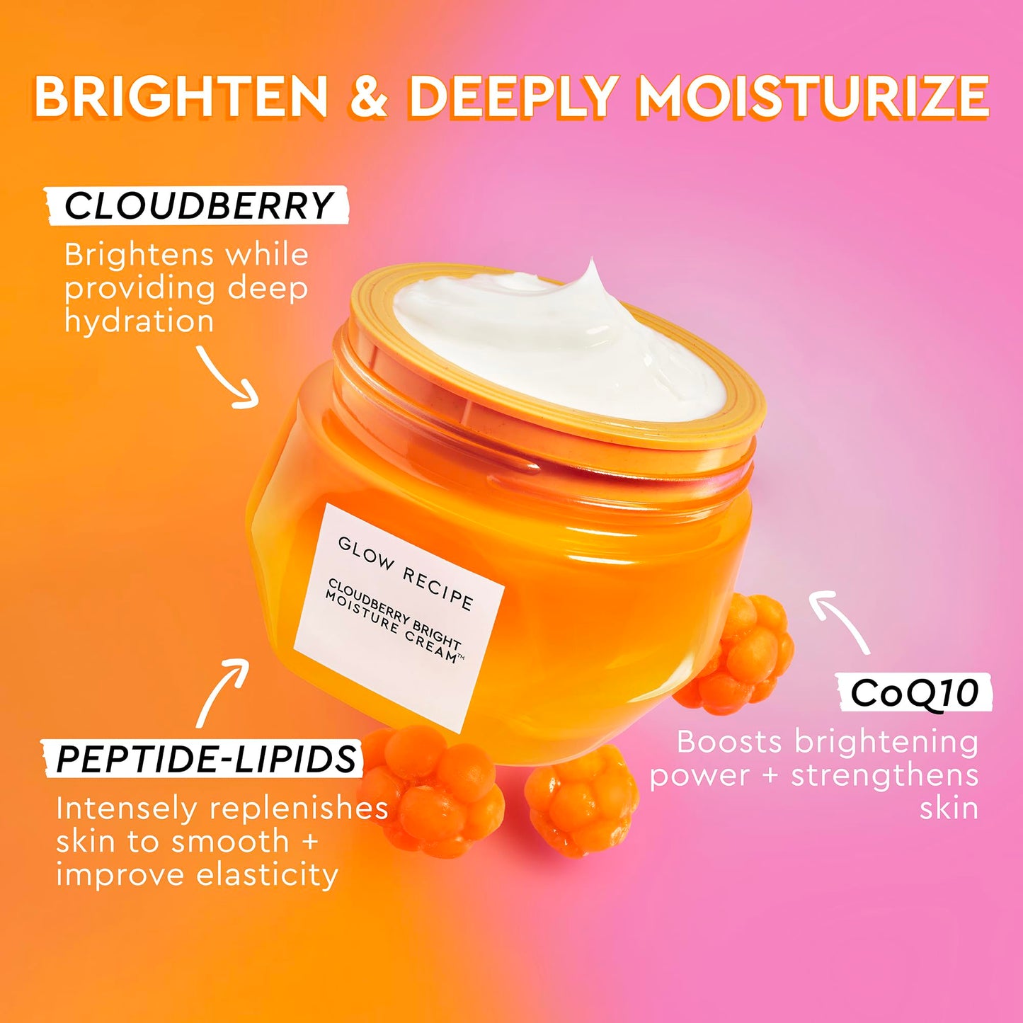 Glow Recipe Cloudberry Bright Face Cream Refill Pod – Ultra Moisturizing Korean Face Cream for Women with CoQ10, Multi Peptides & Vitamin C to Brighten, Repair Skin Barrier & Even Skin Tone (50 ml)