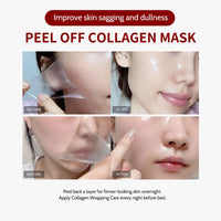 BloomBelle Real Collagen Fit Peel off Face Masks, Collagen Mask, Restore Skin Elasticity, Hydrating Face Mask Night Wrapping Mask, Perfect for Dry Dehydrated Skin
