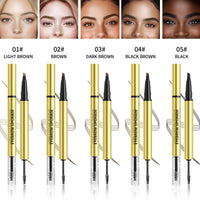 Oruagmel Eyebrow Pencil, Microblading Eyebrow Pen with 4 Fork Tip, 2-In-1 Dual-Ended Eye Brow Pencil with Gel, Precise Brush Create Natural Hair-Like Brows, Waterproof, Last All Day, Defined (Dark Brown)