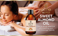Pure World Natural Sweet Almond Oil 250ML 100% Pure, Undiluted Cold Pressed Premium Quality Almond Oil Freshly Pressed – Massage, Skin, Nails, Body and Face,. Edible Vegan