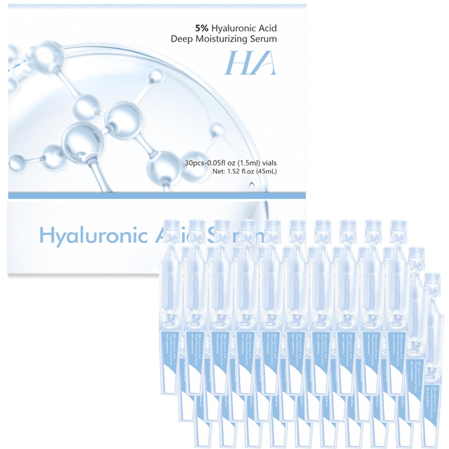 Cureluxe 30PCS Ultra Hyaluronic Acid Serum for Face - 5% Hyaluronic Acid Hydrating Serum - Hy-aluronic Acid Serums for Plumping&Nourishing - Face Care Anti-Aging Facial Serums for Reducing Fine Lines&Wrinkles