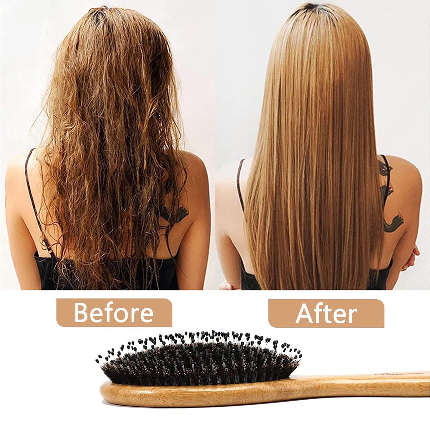 Bsisme Boar Bristles Hair Brush,Detangling Hairbrushes for Long Short Curly Straight Fine Hair,Women Men Boys Girls Hairbrush (Oval)