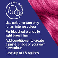Schwarzkopf LIVE Ultra Brights Or Pastels, Vibrant Semi-permanent Pink Hair Dye, Lasts Up to 15 Washes- Shocking Pink 093