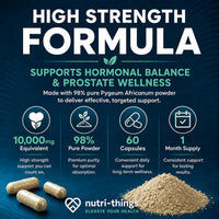 Nutri-things Pygeum Africanum Capsules - 60 Capsules - 5000mg 10:1 Extract - High-Strength Formula for Prostate Support and Hormonal Balance, Daily Dietary Supplement