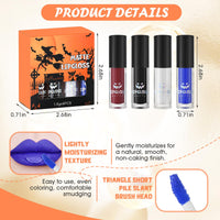 Allony Halloween Lipstick, Black/white/Red/Blue Lipstick Halloween, Goth Makeup Set, Black Lipstick Matte, Matte Lip Gloss Set for Halloween, Christmas, Dance Drama, Parties