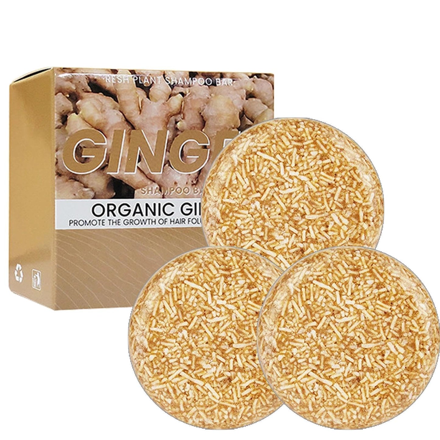 AuraAnge 3PCS Ginger Hair Shampoo Bar - Revitalizing Growth, Improved Shedding, Cleaning Dandruff & Discomfort