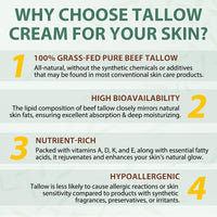 WLCTJIAYOU Beef Tallow for Skin (4.2oz) - Tallow Face Cream - 100% Grass-Fed Beef Tallow, Honey & Beeswax, Deep Hydration for Dry & Aging Skin, Natural Skin Barrier, Nourishing Moisturizer (120g)