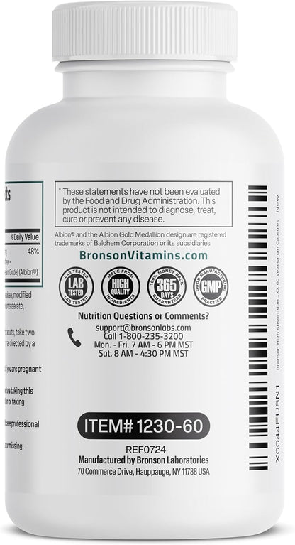 Magnesium Glycinate 200 MG per Serving Chelated for High Absorption, Gentle On Stomach, Non-GMO, 60 Vegetarian Capsules