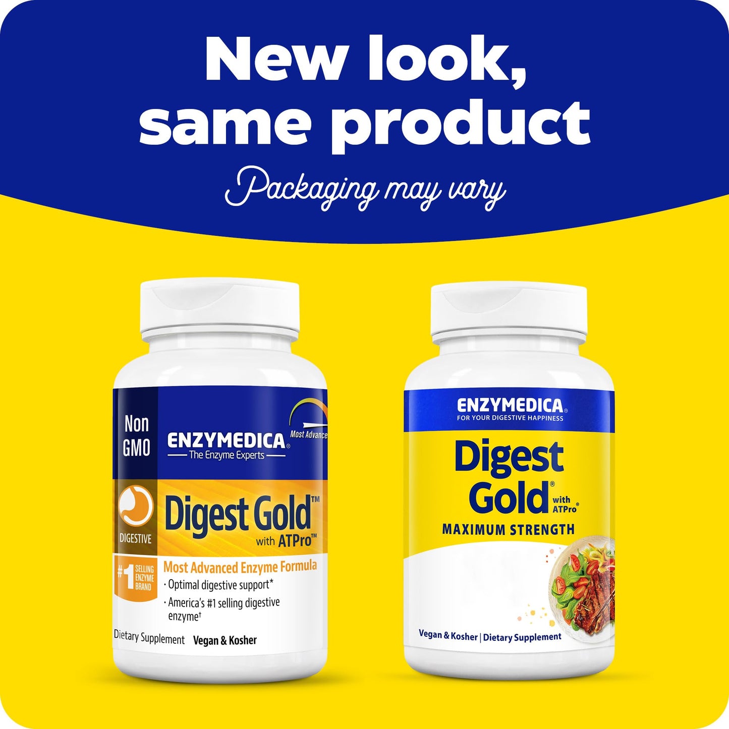 Enzymedica Digest Gold, High Potency Digestive Enzymes with ATPro, Supports Digestion of Fats, Protein, Carbs and Fibre, Helps with Occasional Bloating, 90 Vegan Capsules, Gluten Free, Non-GMO