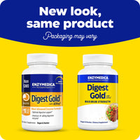 Enzymedica Digest Gold, High Potency Digestive Enzymes with ATPro, Supports Digestion of Fats, Protein, Carbs and Fibre, Helps with Occasional Bloating, 90 Vegan Capsules, Gluten Free, Non-GMO