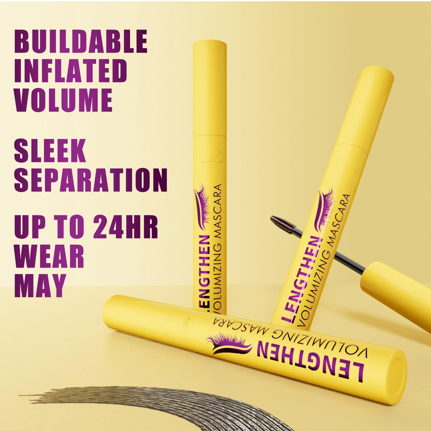 Bubble Mascara - Waterproof Colossal Bubble Mascara for Women, Volume & Length Black Mas-cara, Buildable & Lightweight Formula, Long-Lasting, Well-Defined Lashes and Enhances The Natural Look