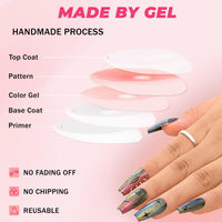 Sethexy Halloween Hand-painted Long Coffin Fake Nail 3D Clown Handmade False Nails Glossy Acrylic Press on Nails Salon Durable Quality Nails for Women and Girls(I)