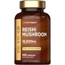 Horbäach Reishi Mushroom Capsules 10,000mg | Red Reishi Extract (5:1) | High Strength Supplement | 100 Powder Capsules | by Horbaach
