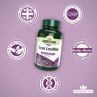 Natures Aid SOYA Lecithin 1200mg - High Strength Phospholipids - Supports Brain Health, Liver Function & Metabolism - Natural Food Supplement - Non-GMO, Gluten-Free, Salt and Sugar Free - 90 Softgels
