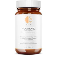 QSTA Nootropics Brain Supplement, Unique High Potency Cognitive Enhancer for Energy, Focus, Brain Function, Mental Alertness & Memory with Bacopa Monnieri, Ginkgo, Tyrosine, Theanine, Brain Vitamins