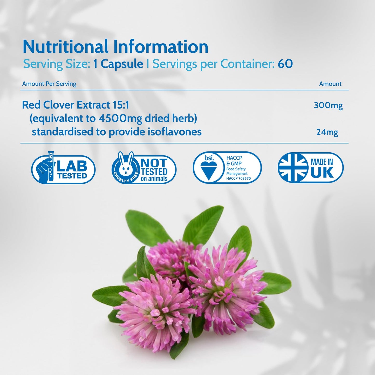 Health4All Red Clover 4500mg 60 Capsules 2 Months Supply, High Strength Extract 24mg Isoflavones Each Capsule, Menopause Support & Hormone Balance Vegan Supplement | Made in UK