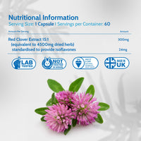 Health4All Red Clover 4500mg 60 Capsules 2 Months Supply, High Strength Extract 24mg Isoflavones Each Capsule, Menopause Support & Hormone Balance Vegan Supplement | Made in UK