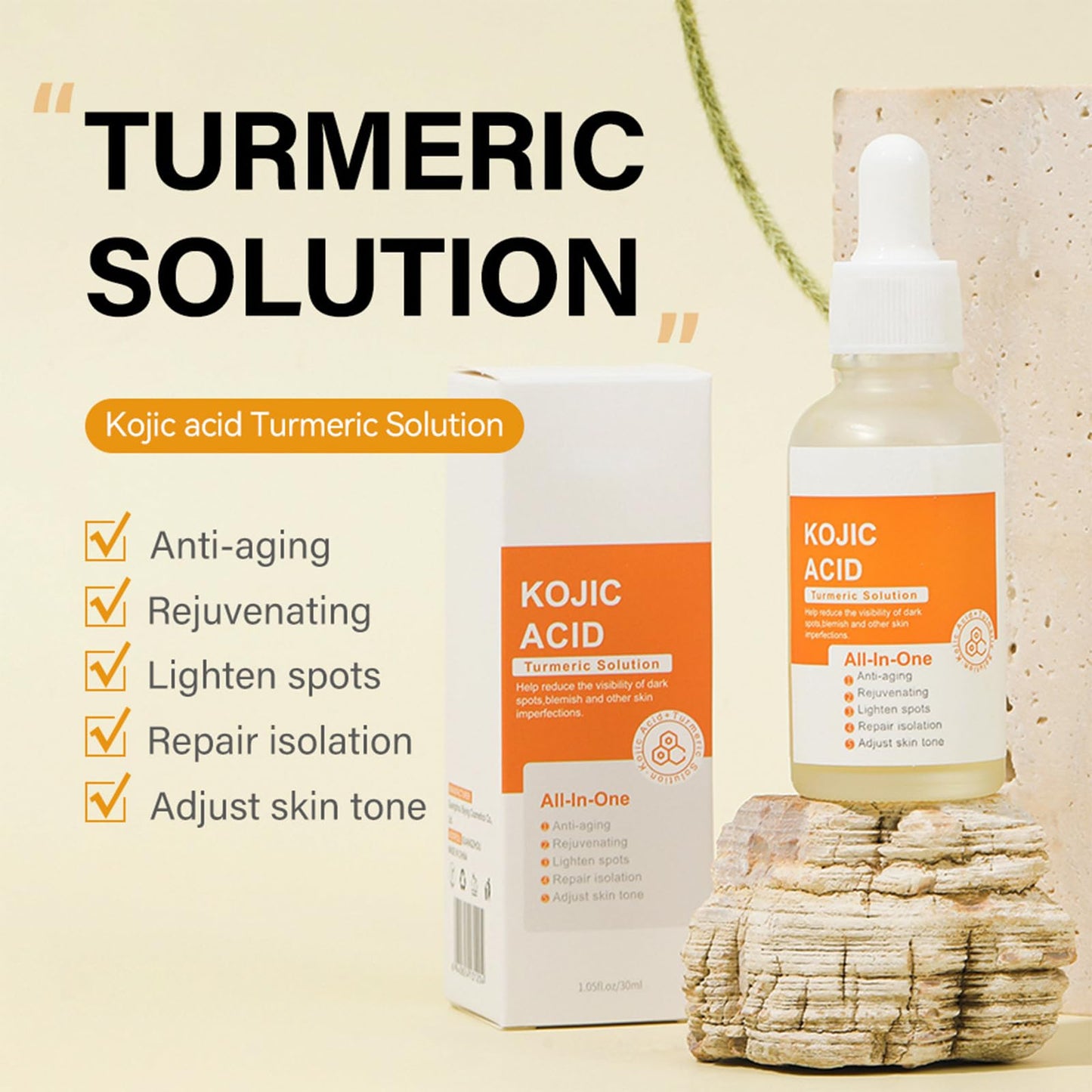 Kojic Acid Turmeric Oil - Dark Spot Remover for Face - Turmeric Oil Dark Spot Corrector - Kojic Acid Remove Facial Melasma Acne - Anti Aging Face Serum Moisturzing (1PCS)