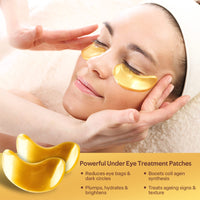 HZZYJ (10 Pairs)24K Gold Under Eye Treatment Mask,Collagen Eye Mask,Premium Anti Aging,Anti Wrinkle,Moisturiser for Under Eye Wrinkles for Puffy Eyes & Bags,Dark Circles and Wrinkles Hydrating