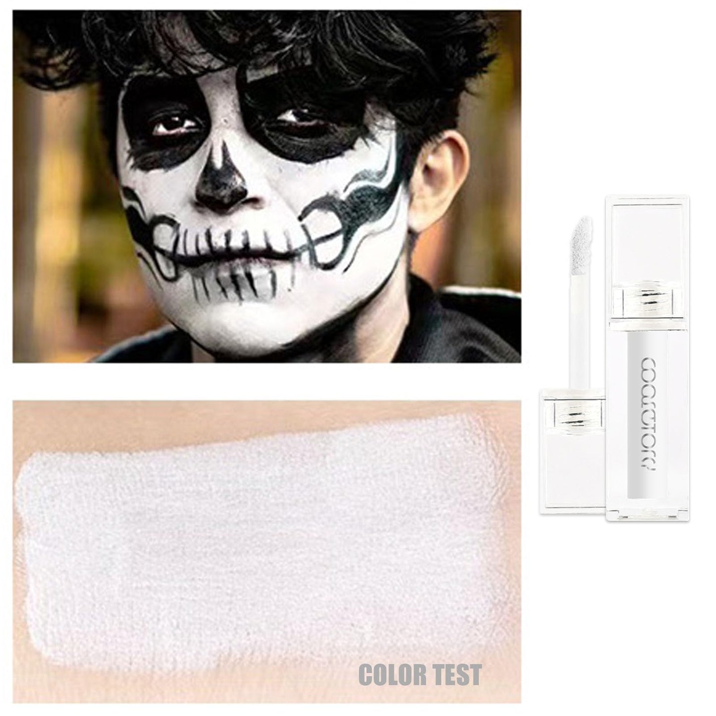 LYNTYAOU Matte White Liquid Lipstick Long Lasting Waterproof Full-coverage White Lip Gloss, Highly Pigmented Sweat-proof White Face Body Paint for Halloween Gothic Cosplay Makeup for Women