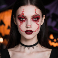HOWAF 2 PCS Halloween Face Stickers Jewels, Clown Face Tattoos Rhinestone Temporary Tattoos for Clown Costume Halloween Costumes Men Women Kids, A