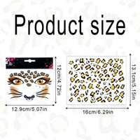 XNIVUIS 4 Pieces Leopard Face Art and Tattoo Stickers,Temporary Tattoos,Face Stickers, Leopard Make-Up,Glitter Face Stickers,Makeup Stickers Festival Party Stage Makeup Stickers Face Stickers (Brown)