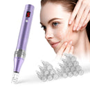 QUELLE Professional Wireless Microneedling Pen Derma Pen with 16 Replacement Cartridges 5 Speeds Adjustable Micro Needling Microneedle Machine for Skin Care (Purple)