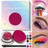 NACGUO 12 Color Eyebrow Pomade Gel Eyeliner Cream Eyeshadow Long Lasting Waterproof Matte Eyebrow Pomade Gel Eyeliner Eyeshadow with Brush for Daily or Cosplay (Red)