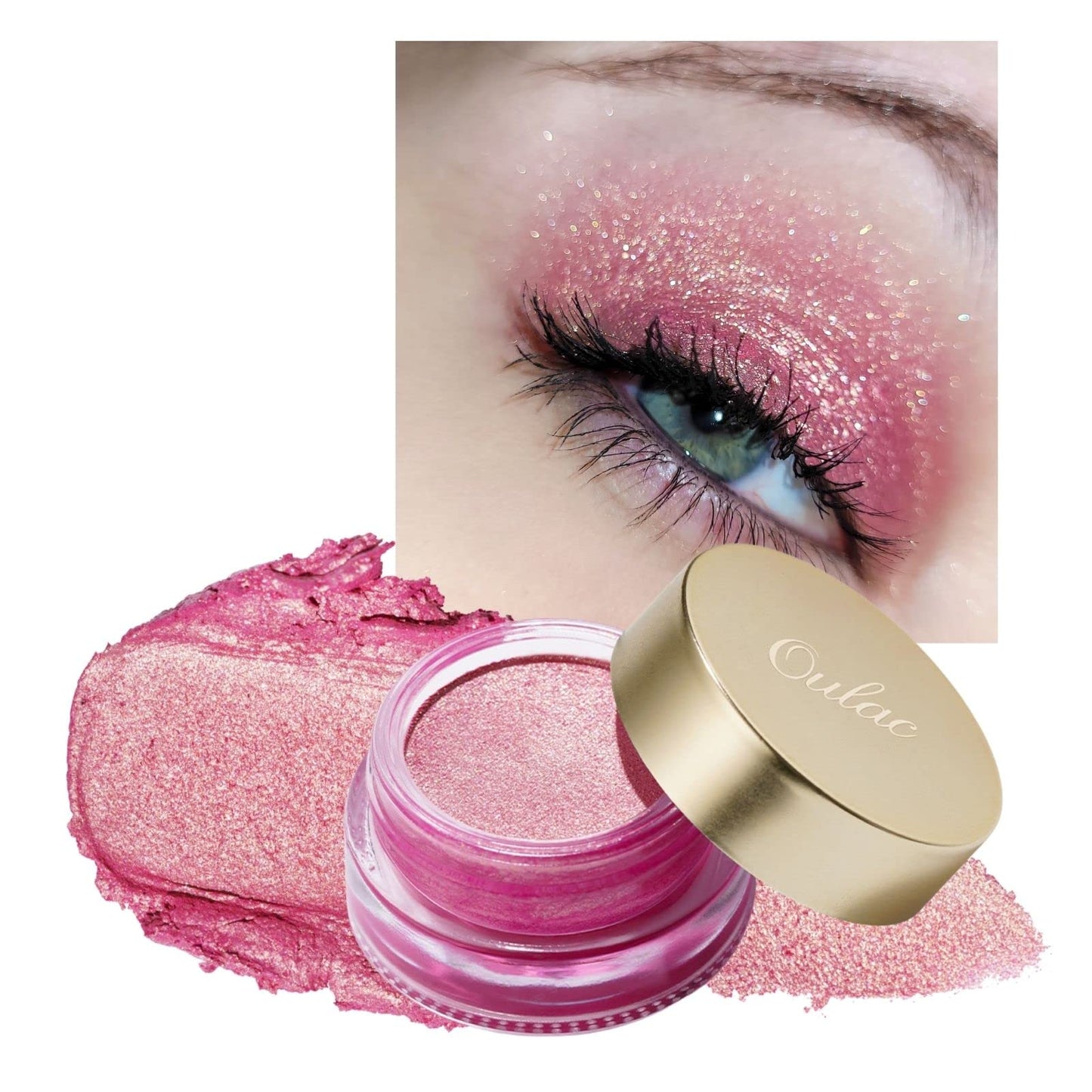 OULAC Cream Eyeshadow, Glitter Pink Eyeshadow, Holds Makeup For 12 Hours +, Waterproof and Sweatproof, Crease Resistant, Vegan | 06g, Pink Star (10)