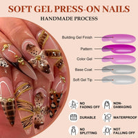 Ceboic Pack of 24 Coffin Nails for Sticking Medium Purple Glitter French Artificial Nails Press On Nails with Silver Sequins Design Full Cover Acrylic Artificial Nails Square Fingernails Fake Nails