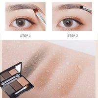 HAORQEE Eyebrow Eyebrow Powder Palette, Dark Brown Light Brown Brow Powder Shaping Kit Eyebrow Filler Brow Tint Root Touch Up Face Contour Hairline Powder, Natural Waterproof Long Lasting Make-Up Palette