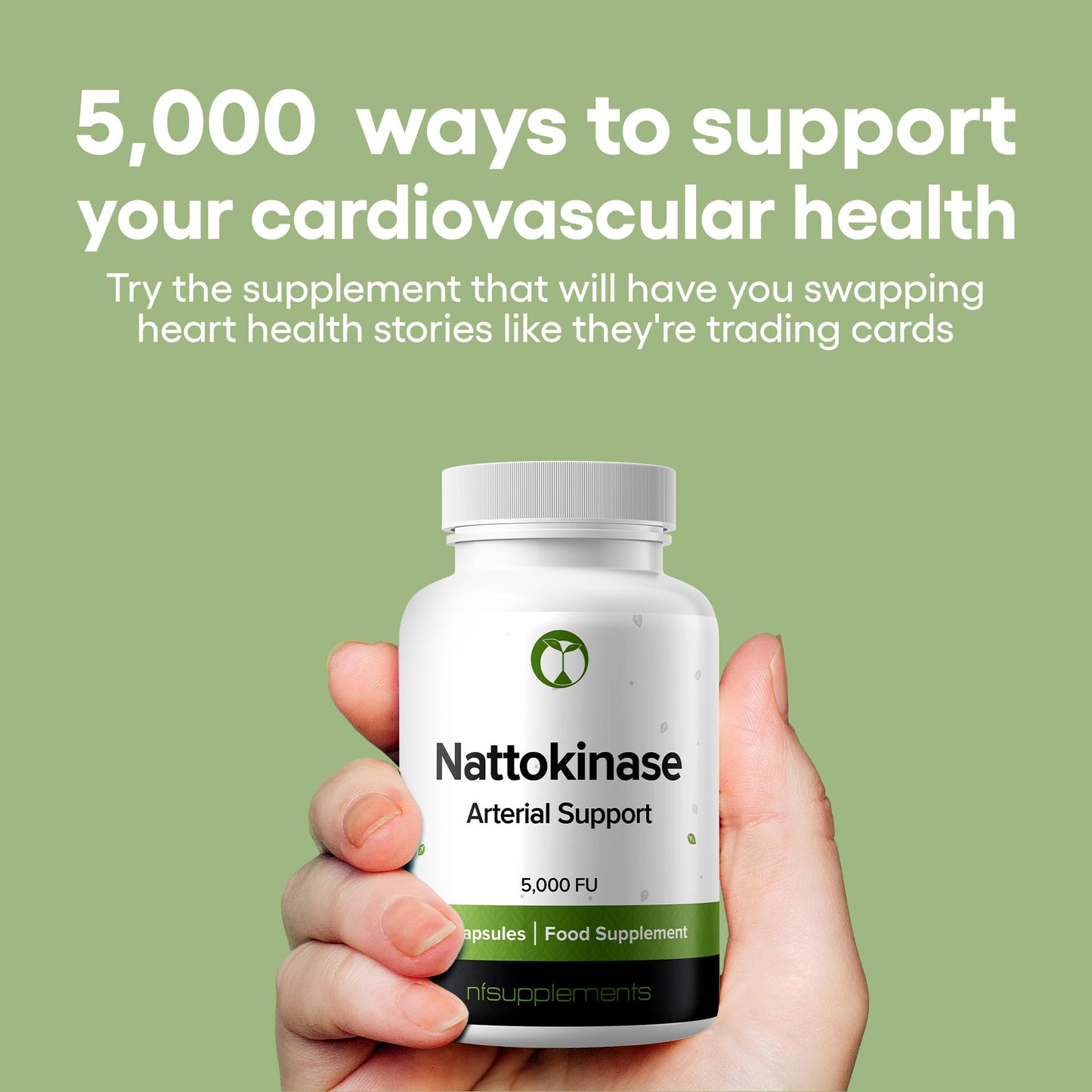 Natural Foundation Nattokinase 5000FU Arterial Support with Oregano Extract 125mg & Motherwort 125mg 30 Capsules Made in The UK (30)