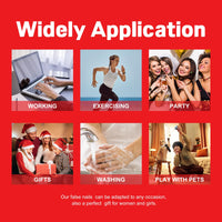 HERBINSOLS Almond False Nails - Red French Tip False Nails - Oval Short Medium Nude Press On Nails - Natural Removable Fake Nails With Glue - Acrylic Full Cover Stick On Nail For Women Daily Wear DIY Nail Art