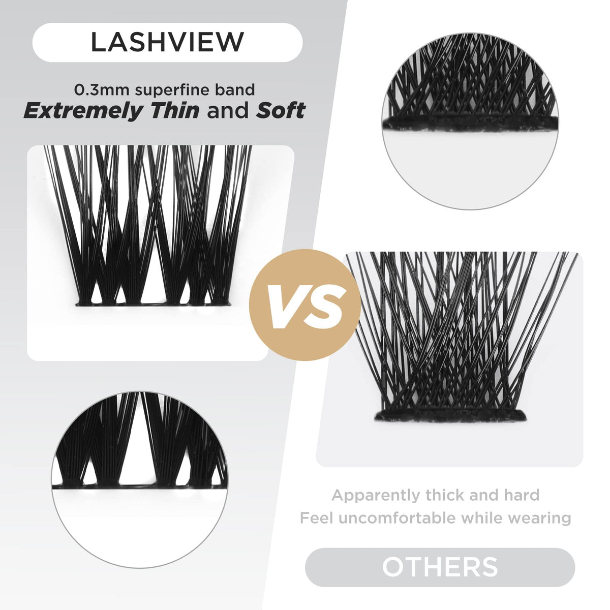LASHVIEW Cluster Lashes,DIY Eyelash Extension 3D Extended Natural Look Reusable Glue Bonded Black Super Thin Band 24 Lash Clusters(0.07 12mm Black Band-CRISS CROSS)