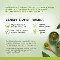 Organic Spirulina Tablets 1000 Easy to Swallow Tablets - 100% Pure Certified Organic Tablets Rich in Essential Vitamins & Minerals by Inner Vitality