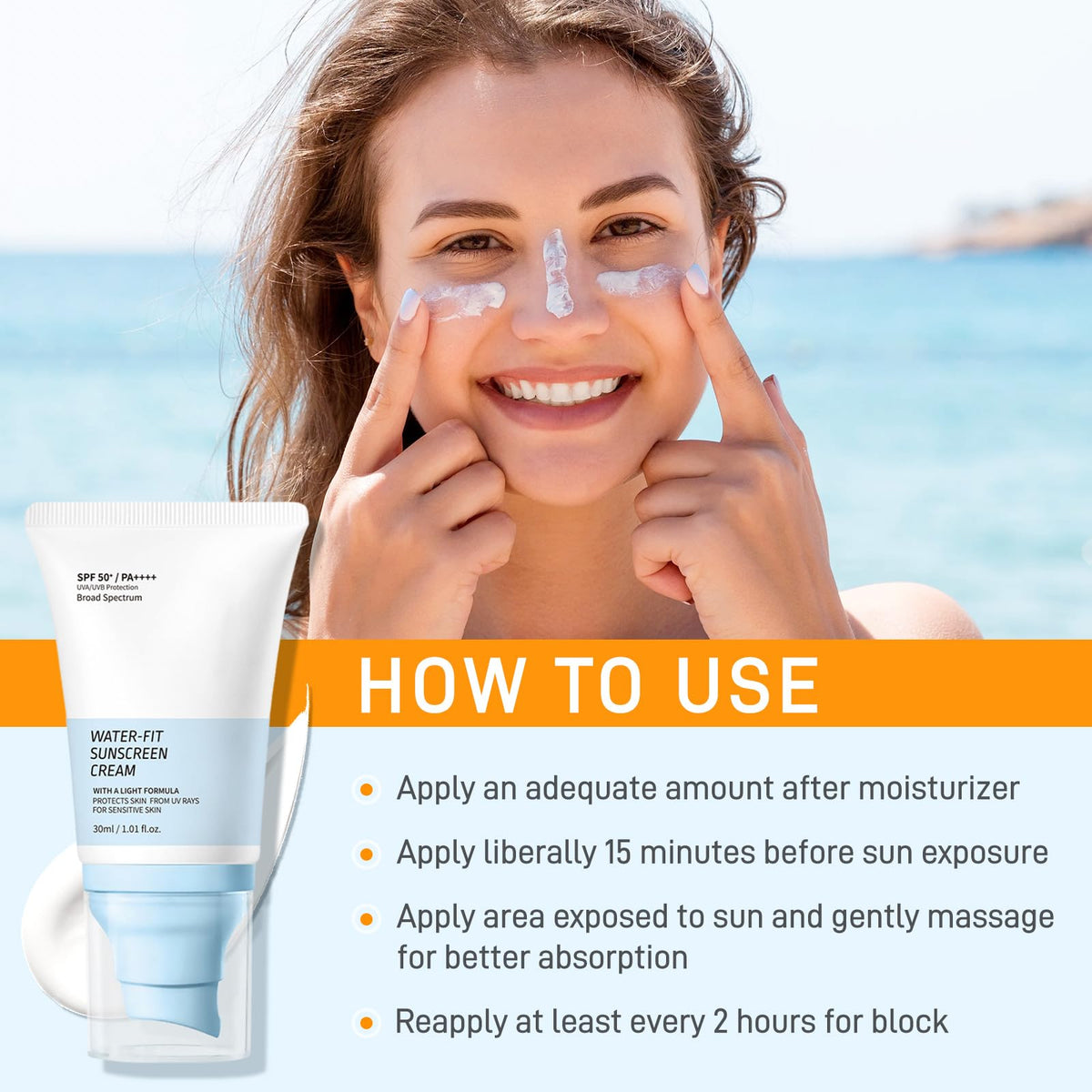YFKEJI Face Sunscreen SPF 50+ Sun Cream High Protection Against UVA & UVB Suncream With Hyaluronic Acid, Centella Sunscreen for All Skin Types