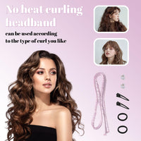 LunarCharm Heatless Curling Headband, Curlers without Heat with Small Hairpin, Overnight No Heat Curls with Thin Sleep Curlers, Pink