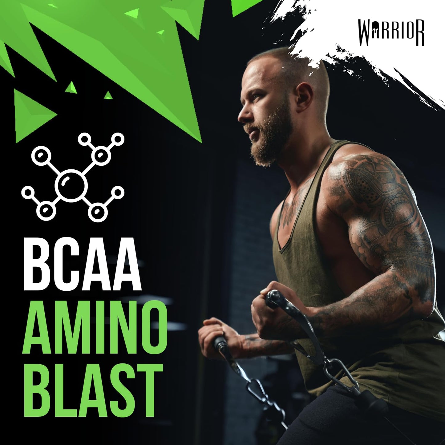 Warrior Amino Blast BCAA Powder 270g – Fruit Salad Flavour, BCAA Supplement for Muscle Recovery, Energy, Endurance, Hydration, Pre & Post Workout Nutrition - Sour Apple