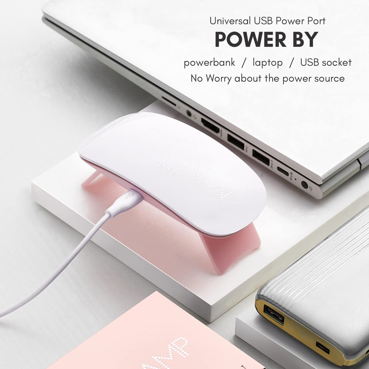 Makartt LED Mini Nail Lamp - Professional Nail Curing Dryer UV Lamps for Light with 60s Timer USB for Glue Gel X Nail Polish Acrylic Powder for Travel Home and Salon