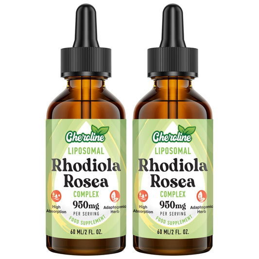 Liposomal Rhodiola Rosea 950 mg, 9-in-1 Rhodiola Rosea Drops 120 ml, Rhodiola Root Liquid Tincture, Vegan Adaptogenic Herb Supplement for Energy, Stress & Mood (Pack of 2)